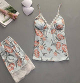 Silk Floral 2 Piece Net Wear - Green