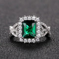 Green Emerald Cut Gemstone Ring