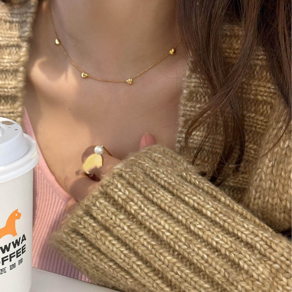 Three-dimensional Peach Heart Necklace