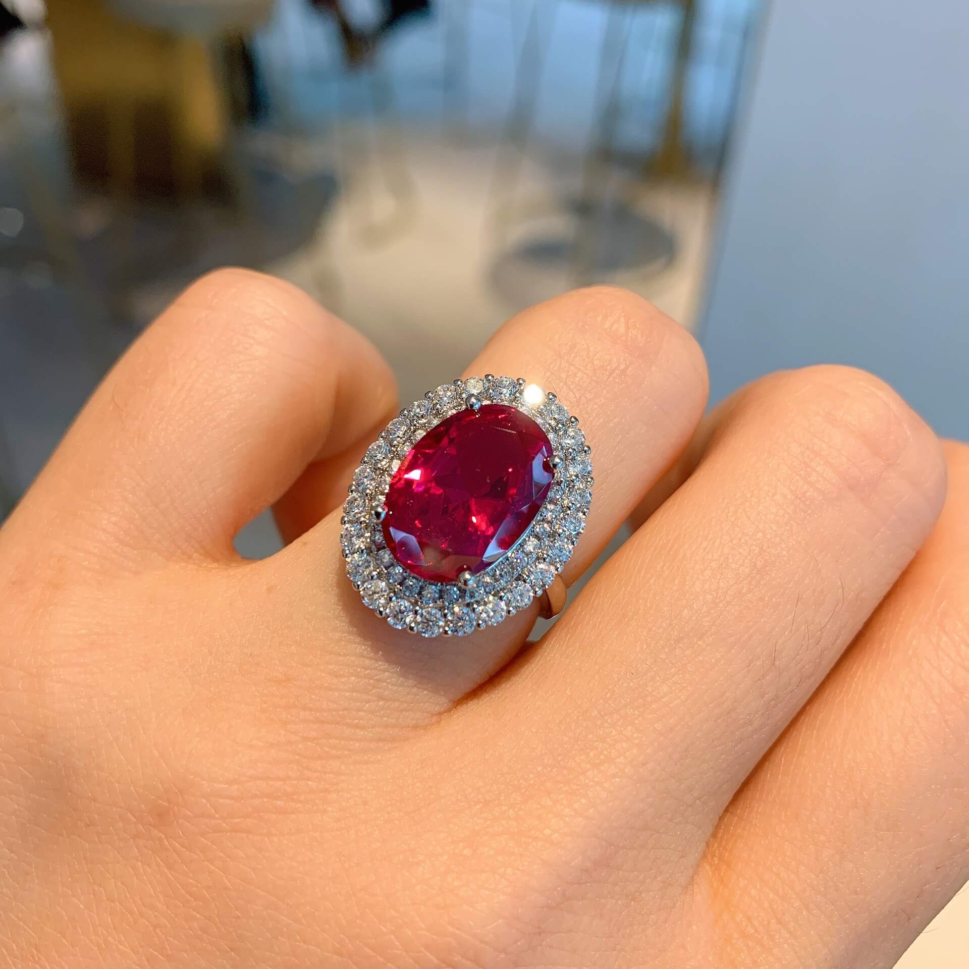 Big Red Stone Silver Ring