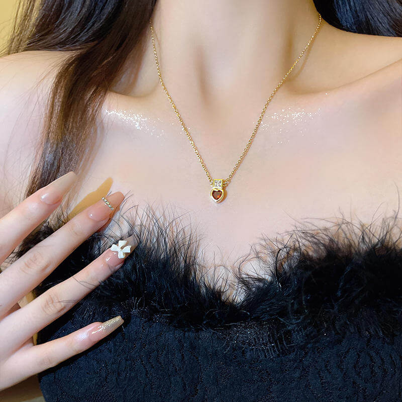 Simple Red Love Necklace for Girls