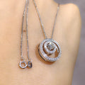 Silver Plated Zircon Crystal round Pendant