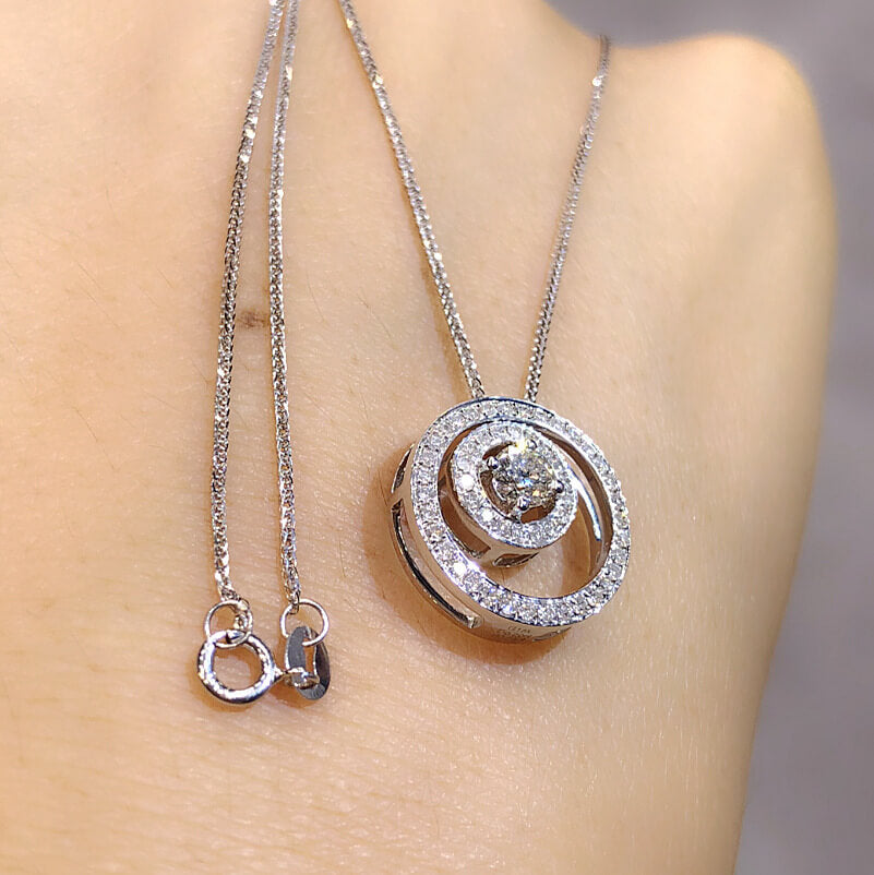 Silver Plated Zircon Crystal round Pendant