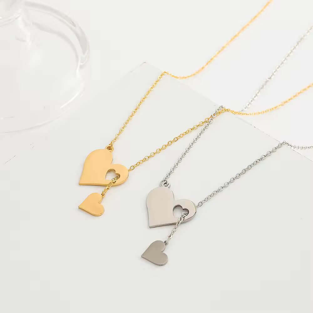 Double heart chain necklace