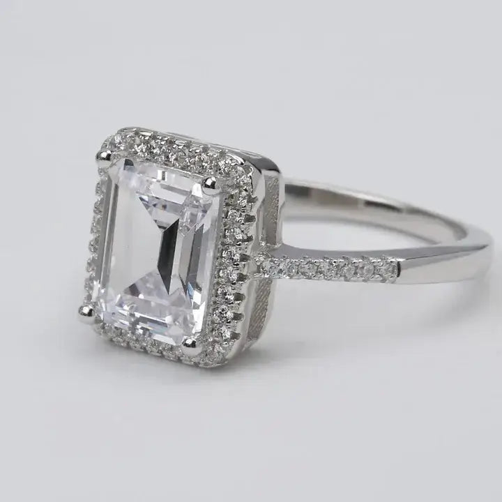 Princess Cut Solitaire Silver Color Ring
