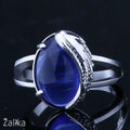 Oval Cut Blue Zircon Silver Ring