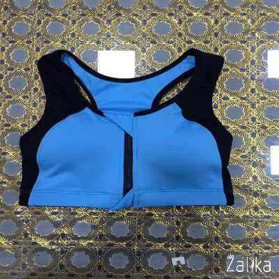 Fitness wear Front Zipper Yoga Bra - Blue
