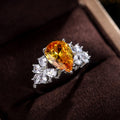 Yellow Water Drop Gemstone Flower Zircon Ring