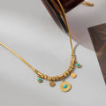 Steel Turquoise Pendant Necklace