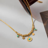 Steel Turquoise Pendant Necklace
