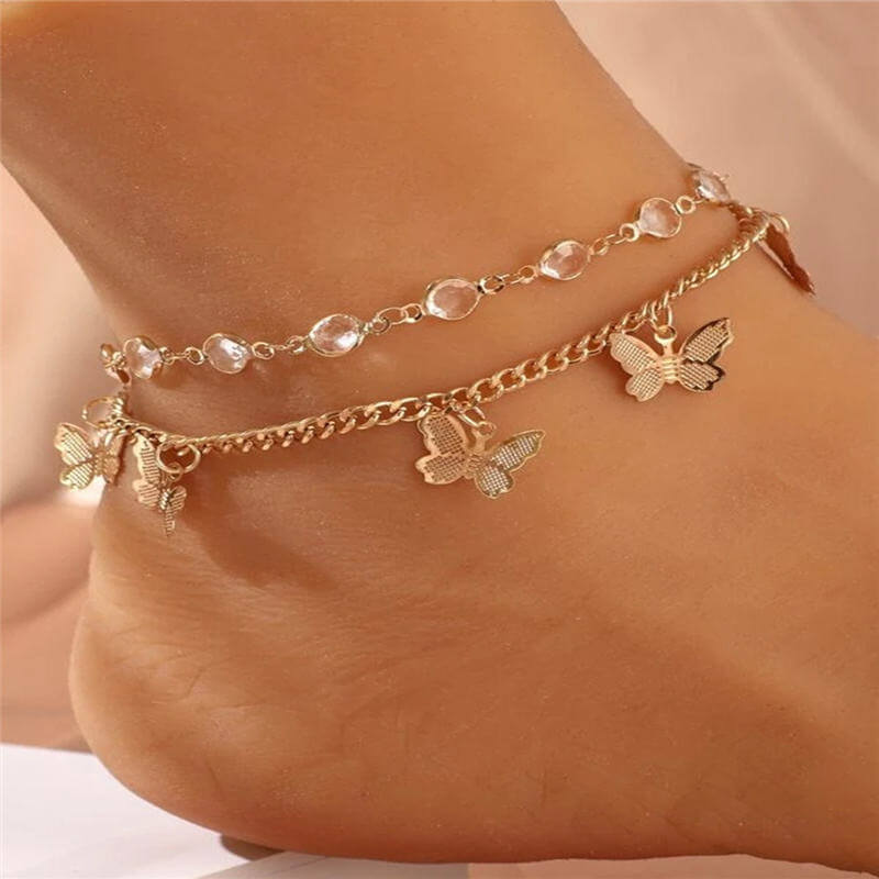 Double-layer Butterfly Anklet