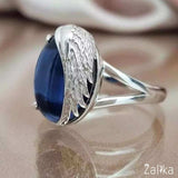 Oval Cut Blue Zircon Silver Ring