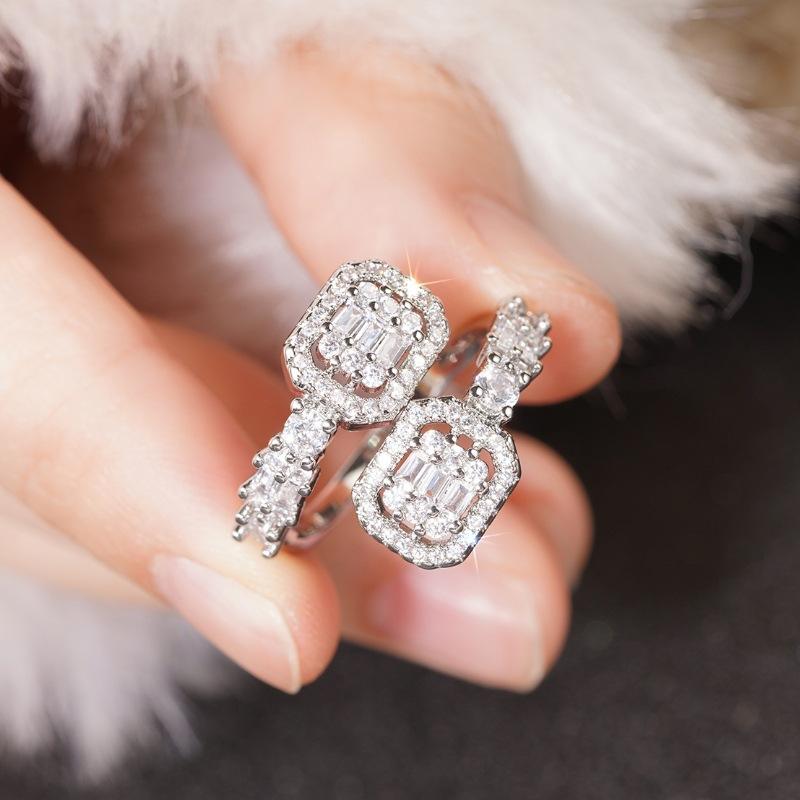 Adjustable Silver Plated CZ Ring
