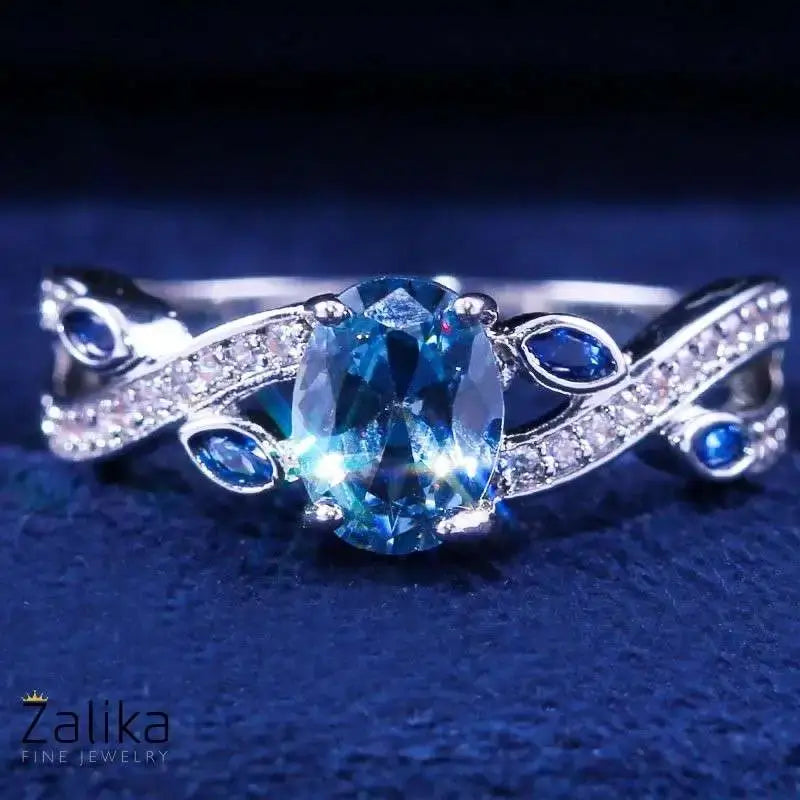 Water Blue Crystal Ring