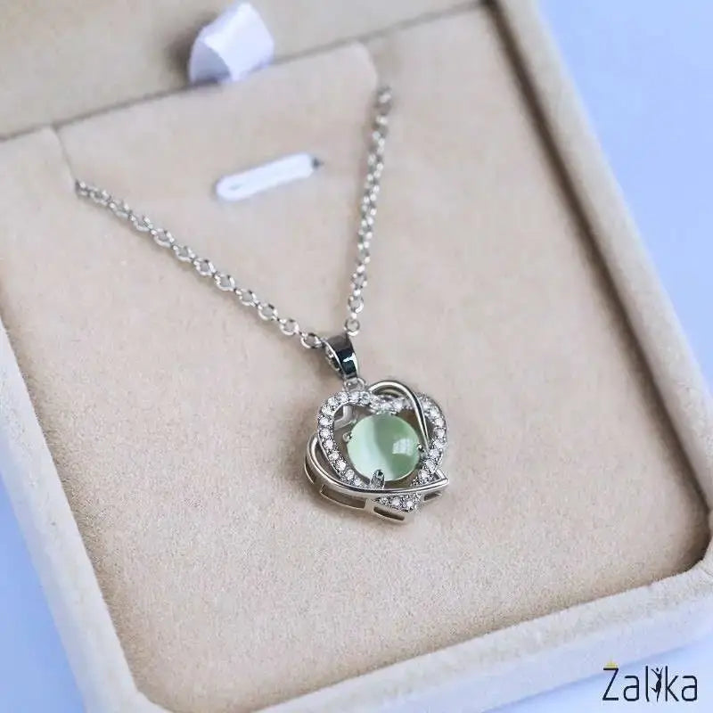 Unique Heart Zircon moonstone Necklace