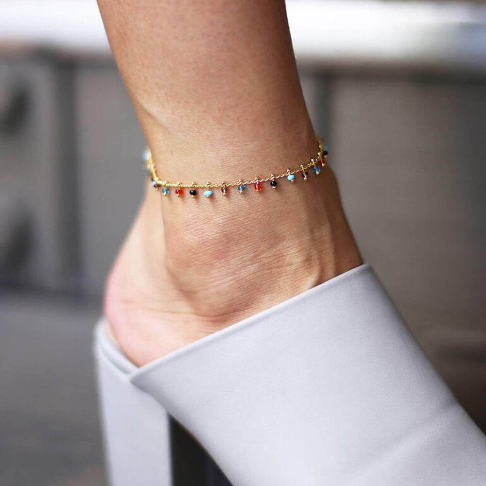 Rainbow Color Crystal Anklet