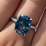Rectangle Blue Crystal Ring