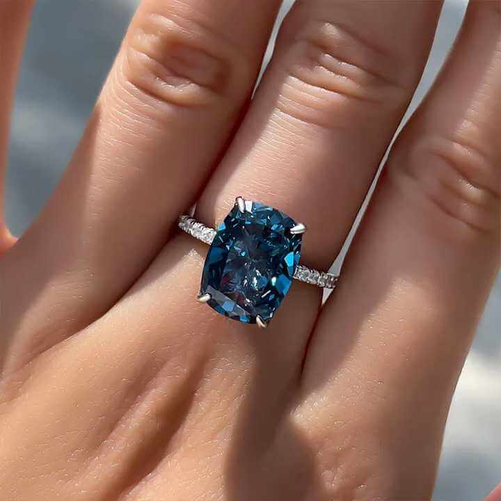 Rectangle Blue Crystal Ring