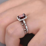Garnet Diamond Ring Set
