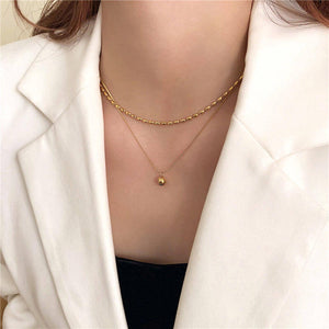 Double Metal Atmosphere Collarbone Chain Necklace