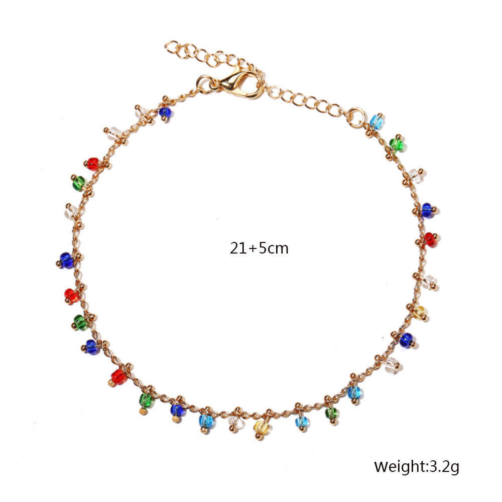Rainbow Color Crystal Anklet