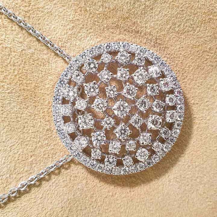 Mesh Round Circle 925 Silver Plated Cubic Zirconia Necklace