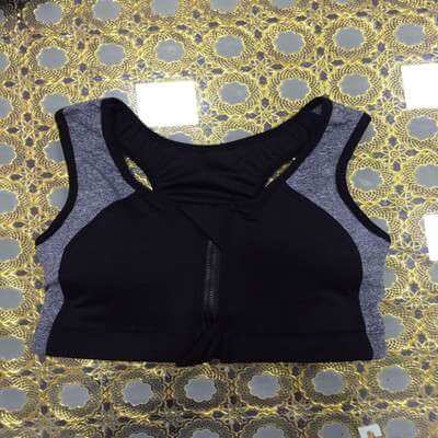 Fitness wear Zipper Yoga Bra - Black