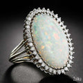 Egg-Shaped Opal Flower Ring