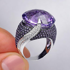 Luxury Large Oval Gemstones Ring