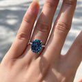 Rectangle Blue Crystal Ring