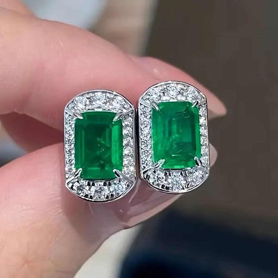 Zambian Emerald Cut Earring