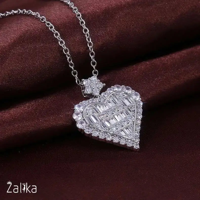 Heart shape Cubic Zirconia Charm Necklace