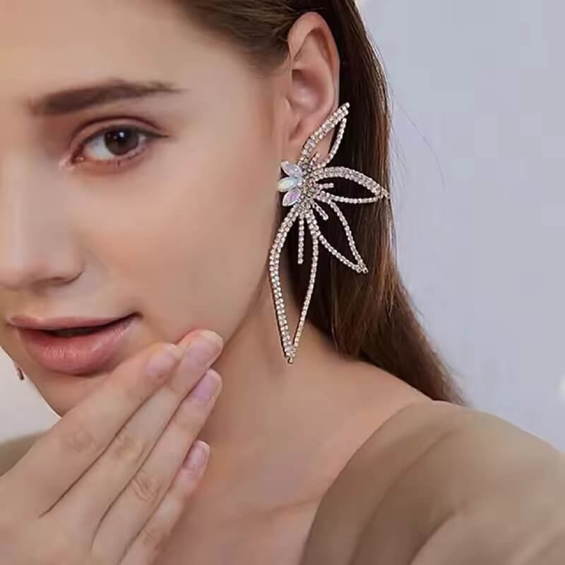 Large Flower Zircon Earrings