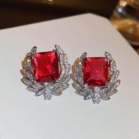 Red Large Crystal Earrings