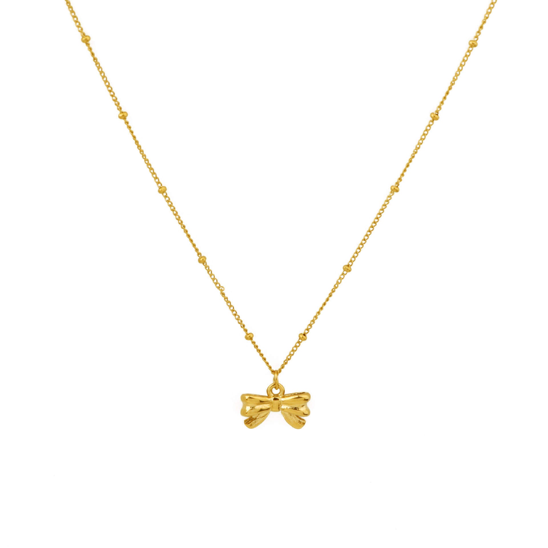 18K Gold Bow Necklace