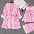 Bridal Silk Gown 3 Piece Set - Pink