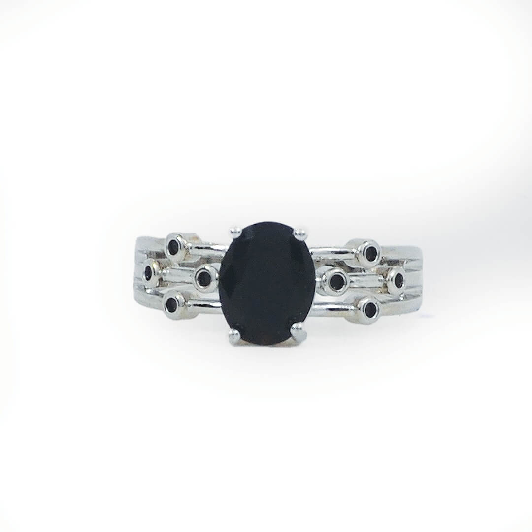 Inlaid Oval Solitaire Fashionable Ring