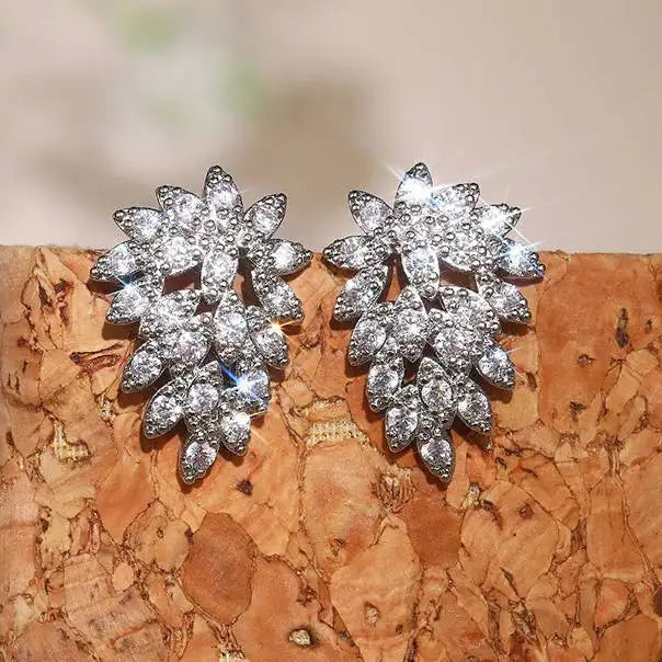 Leaf Design Stud Earrings