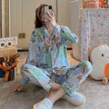 Floral Ladies Pajama Set - Light Blue