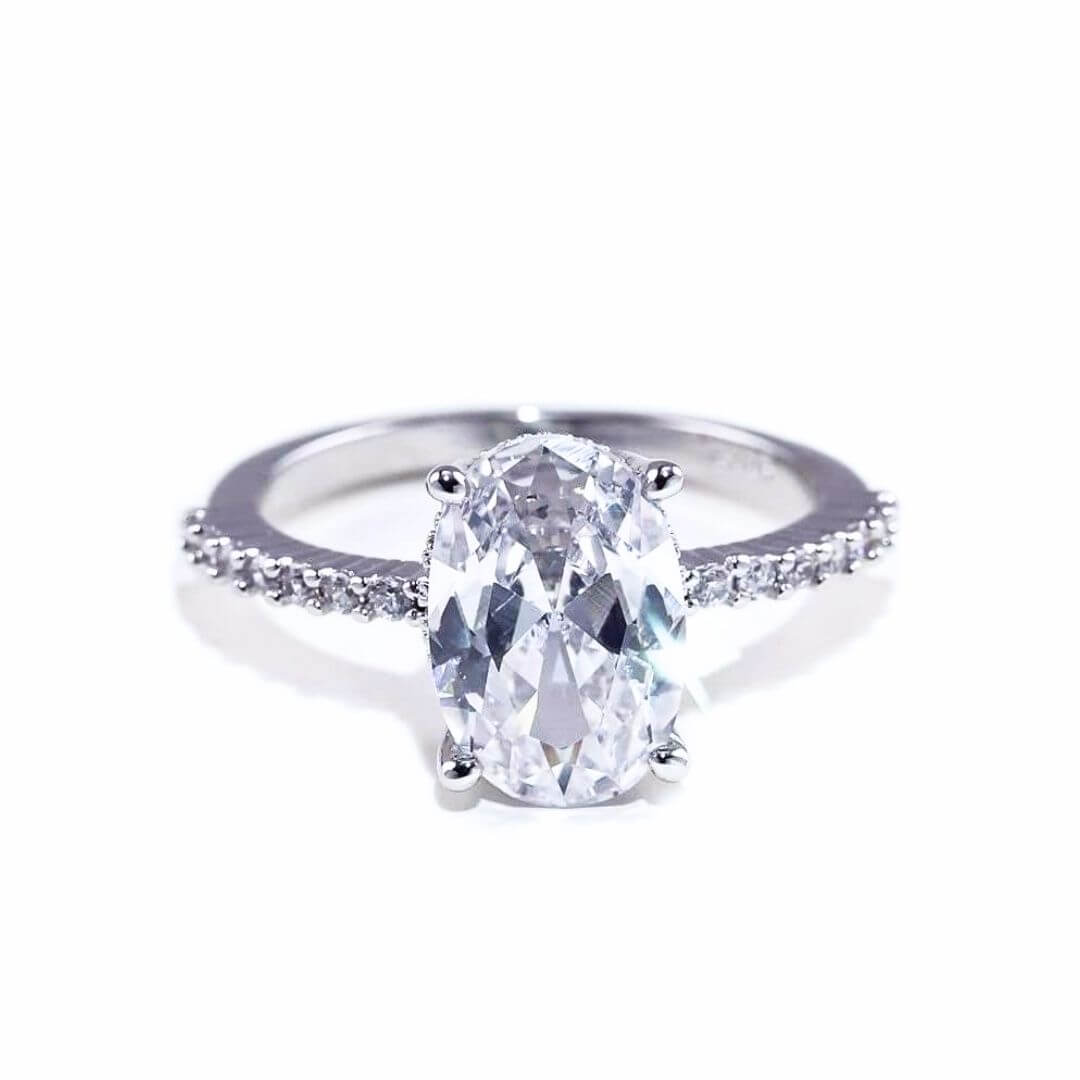 Luxury Big Oval Zircon Micro Paved Ring