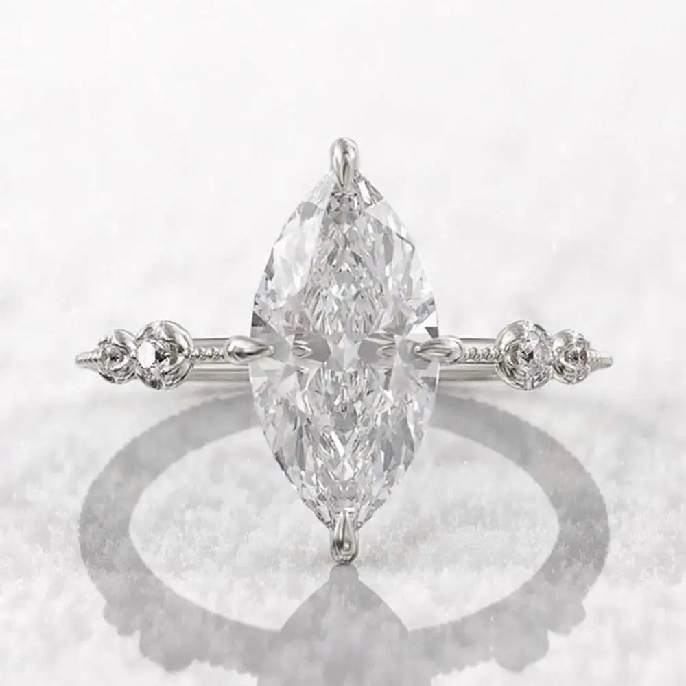 Marquise Cut Cubic Zirconia Silver Ring