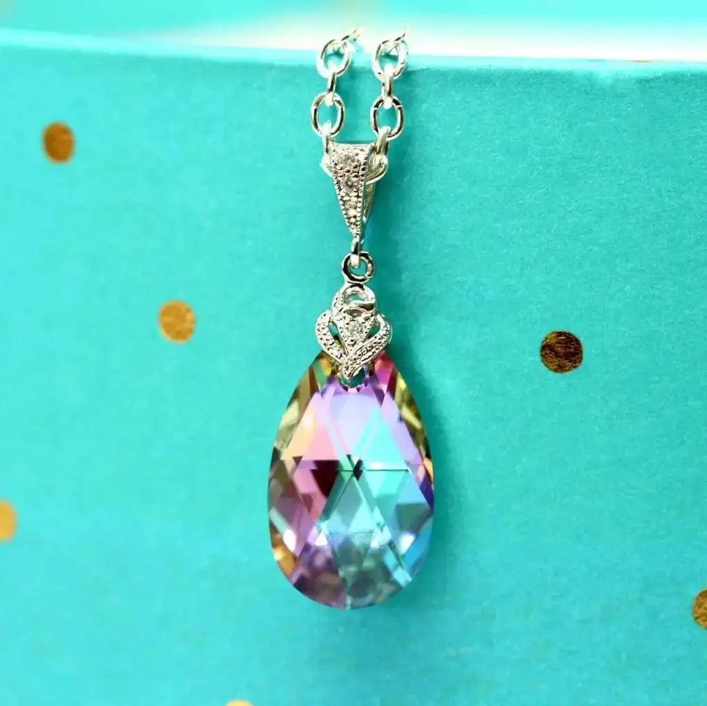 Multicolor Pear Cut Crystal Necklace
