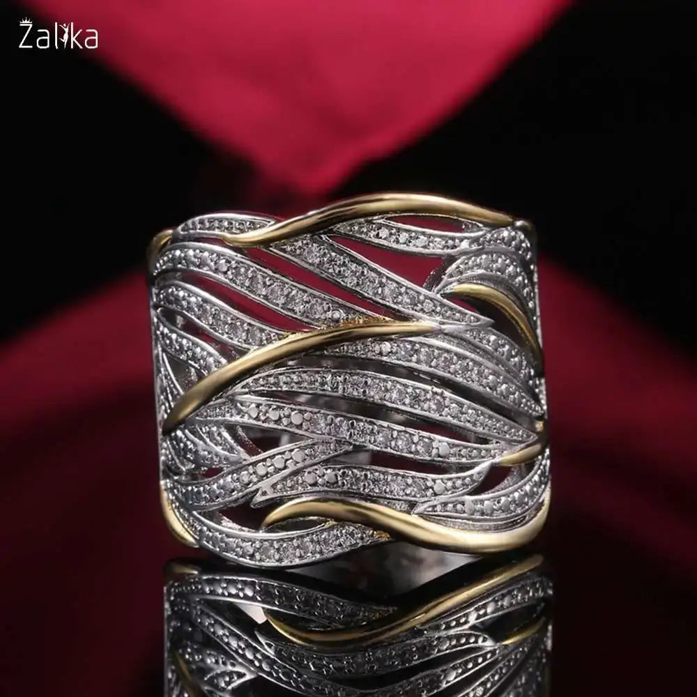 Luxurious Multilayer Inlaid Zircon Ring