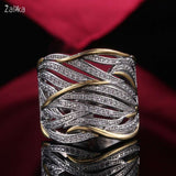 Luxurious Multilayer Inlaid Zircon Ring