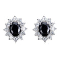 Oval Flowers Silver Stud Earrings
