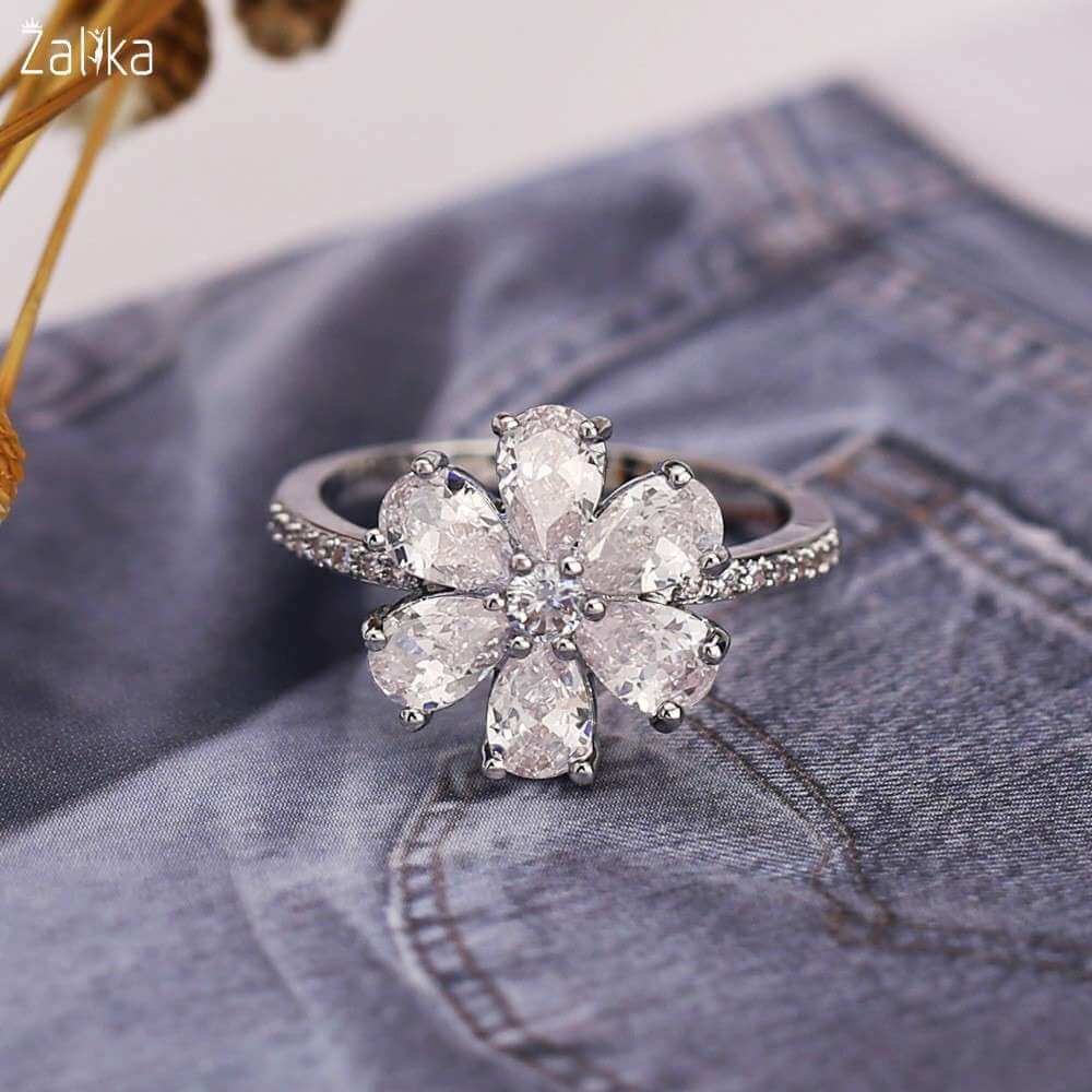 Moissanite Flower Ring