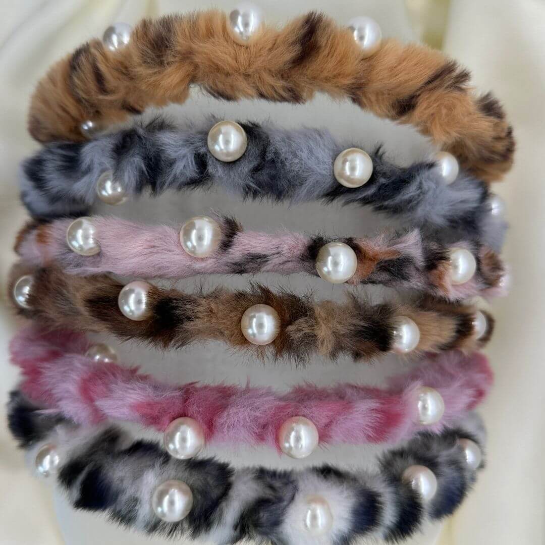 Young Girls Six Colors Pearl Fur Small Hair Band