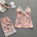 Silk Floral 2 Piece Net Wear - Pink