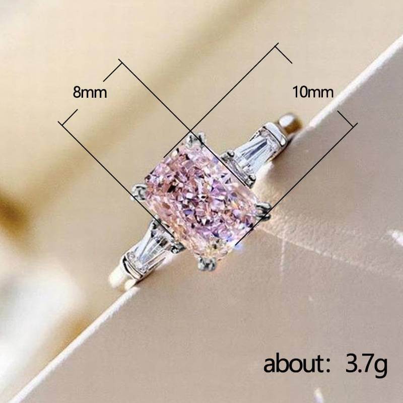 Pink Square Cubic Zirconia Crystal Ring