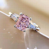 Pink Square Cubic Zirconia Crystal Ring